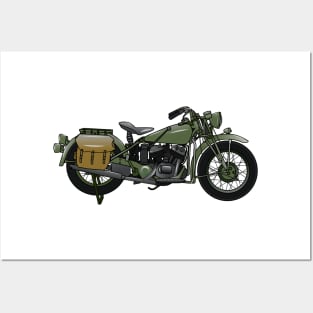 Military cruiser motorcycle cartoon illustration Posters and Art